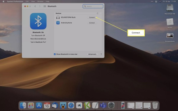 Bluetooth devices under System Preferences