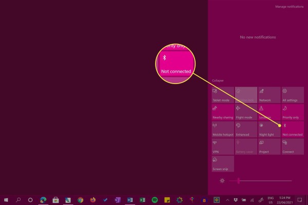 Windows 10 desktop with Action Center open.