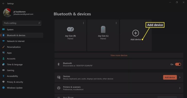 + Add device highlighted in Bluetooth & devices in Windows 11