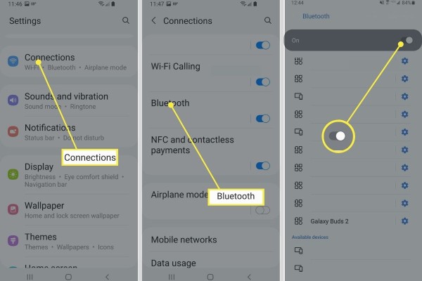 Connections > Bluetooth > Bluetooth enabled on Android phone